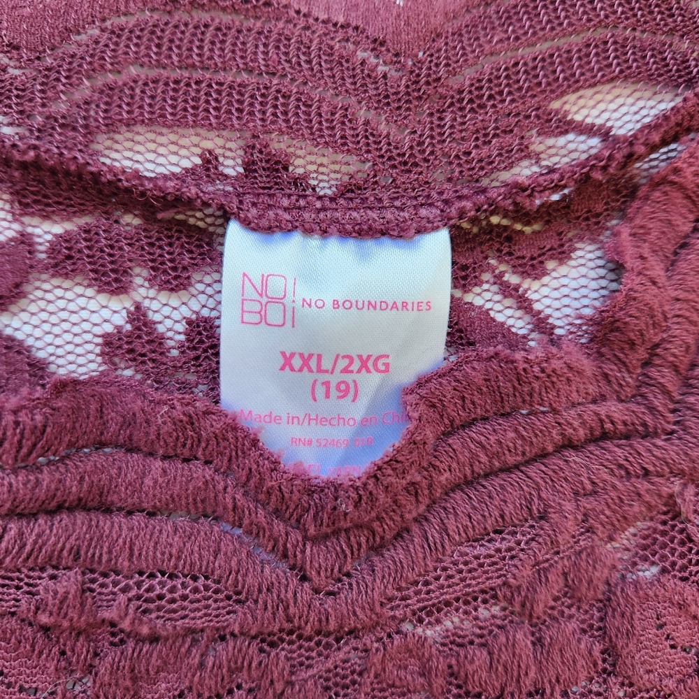 Lace Sheer Top Stretchy Whimsigoth Short Sleeve Maroon Burgundy Oxblood Pretty - Picture 10 of 14